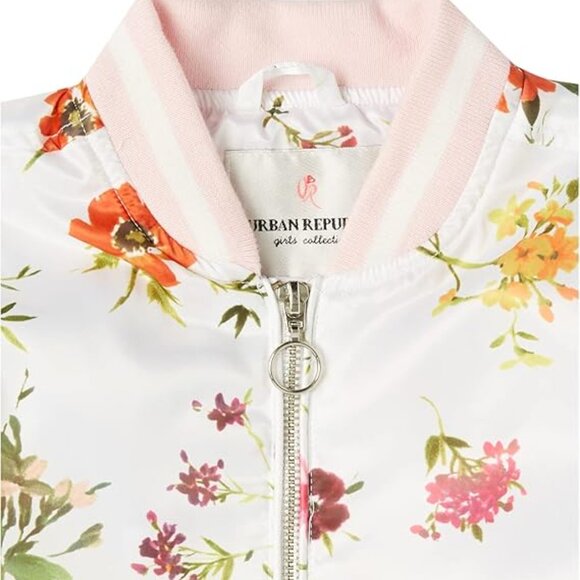 NEW Urban Republic Toddler Girls Sateen Bomber Jacket White Floral Size 12 Month - Picture 2 of 7